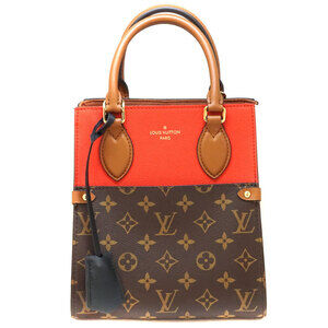 Louis Vuitton Fold Tote Bag Handbag Shoulder Monogram Brown Red